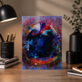 Notebook Pipo Paper cu coperta abstracta expresiva si pagini liniate, prezentat intr-un decor elegant de birou pentru a evidentia designul produsului.