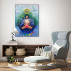 lucrare artistică cu lotus roz și aure de energie radiantă