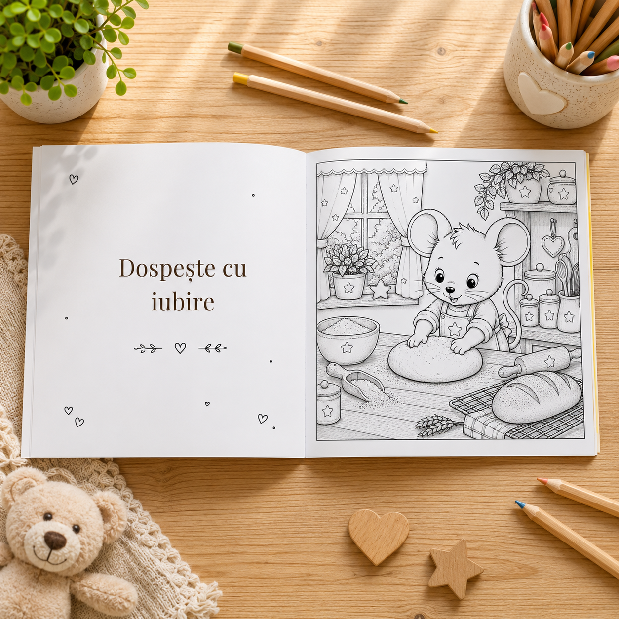 carte de colorat cu personaj soricel adorabil